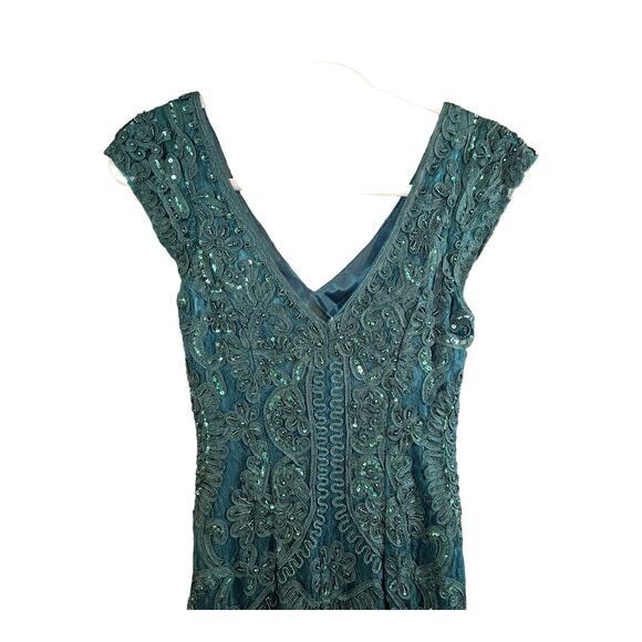 Sue Wong Nocturne Cap Sleeve V-neck Beaded Lace Formal Evening Gown Women's 2 - Picture 4 of 5